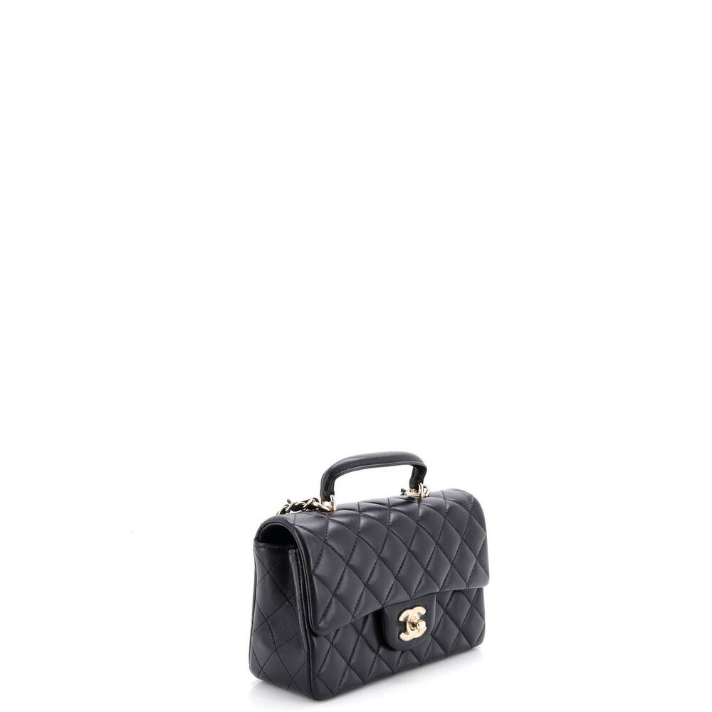 Chanel Mini Classic Single Flap Top Handle Bag Quilted Lambskin - Picture 2 of 5